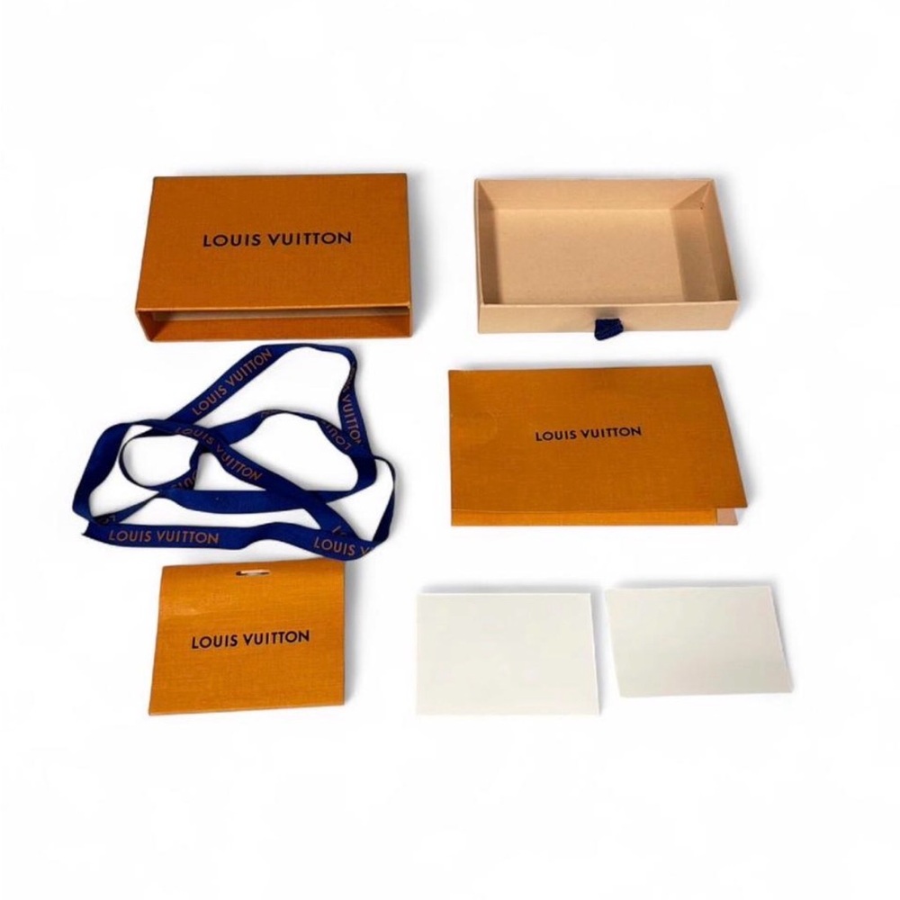 Louis Vuitton Orange Boxes and Blue Logo Ribbon Set